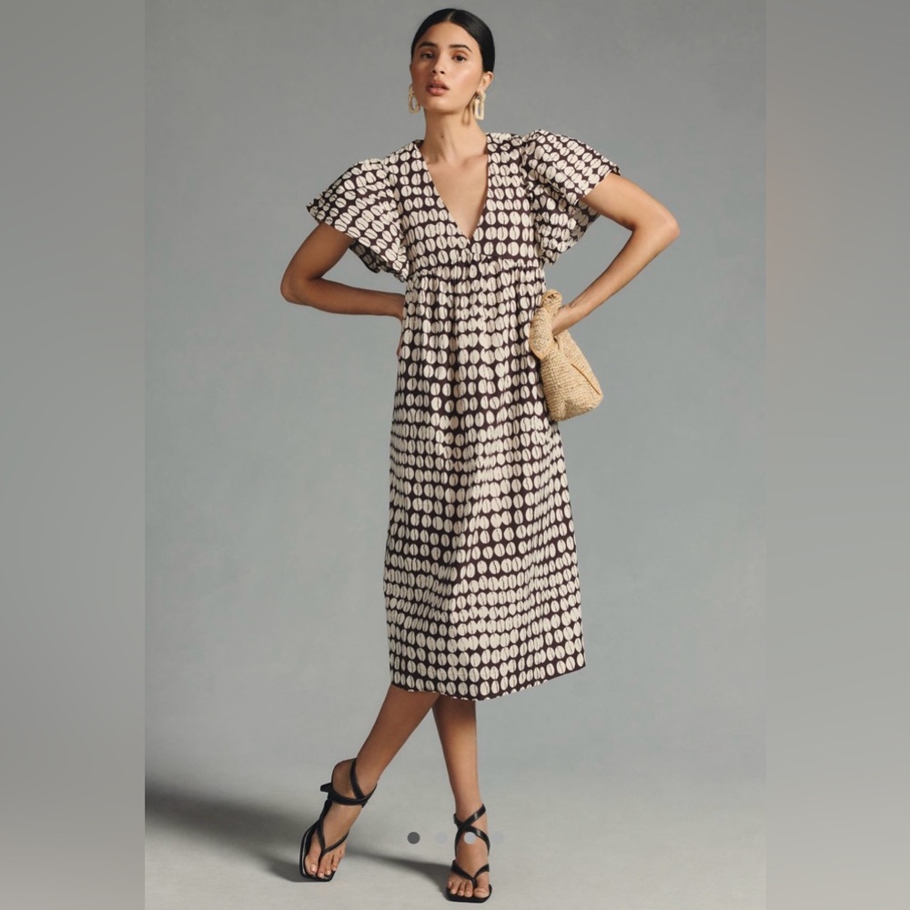 Maeve Printed Flutter Sleeve Babydoll Dress